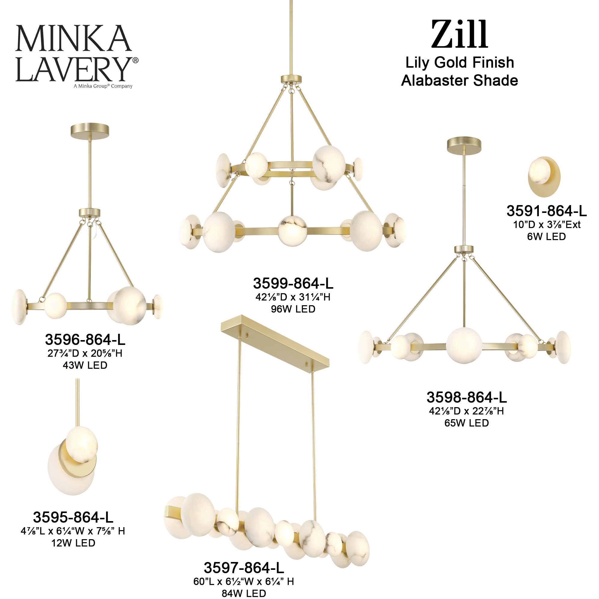 Minka-Lavery 3597-864-L Zill LED 48.03 inch Lily Gold Island